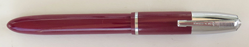 E. FABER PERMAPOINT FOUNTAIN PEN IN BURGUNDY WITH E. FABER X-FINE STEELE NIB. SQUEEZE TYPE FILLING MECHANISM